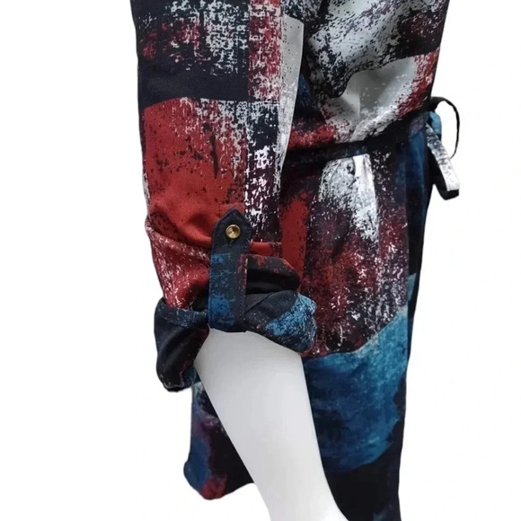 Le Chateau Shirt Dress  Teal Plum Burgundy Size Medium - Picture 4 of 9